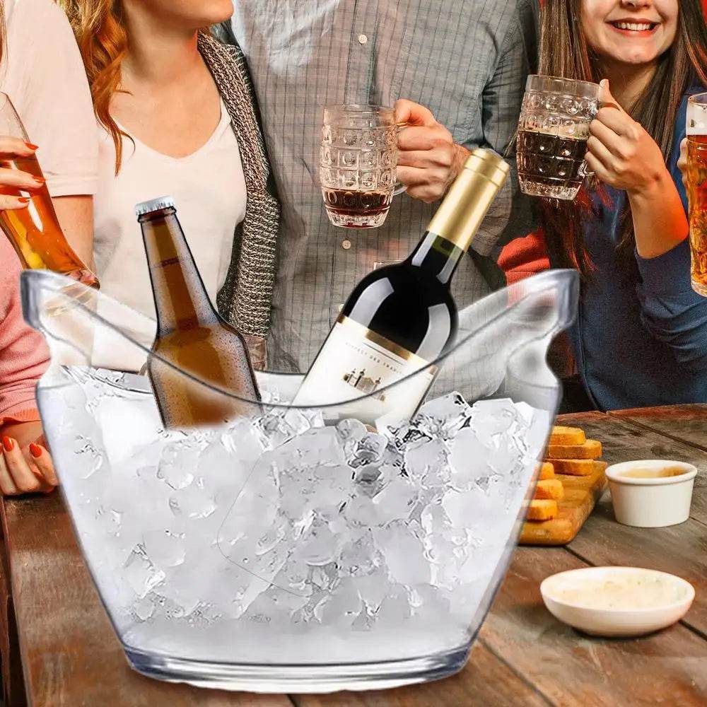 Clear Ice Bucket Beverage Tub with 2 Scoops Handle Cooling Large Ice Bucket for Wine Champagne Bar Supplies for Family reunion - P12 Hub Europe