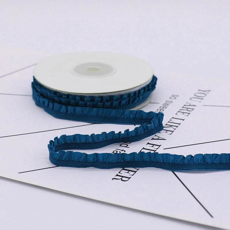 5yards 1cm Pleated Stretch Lace Trim Ribbon Ruffled Elastic Band Headdress Gift Box Bow Decorative DIY Craft Supplies - P12 Hub Europe