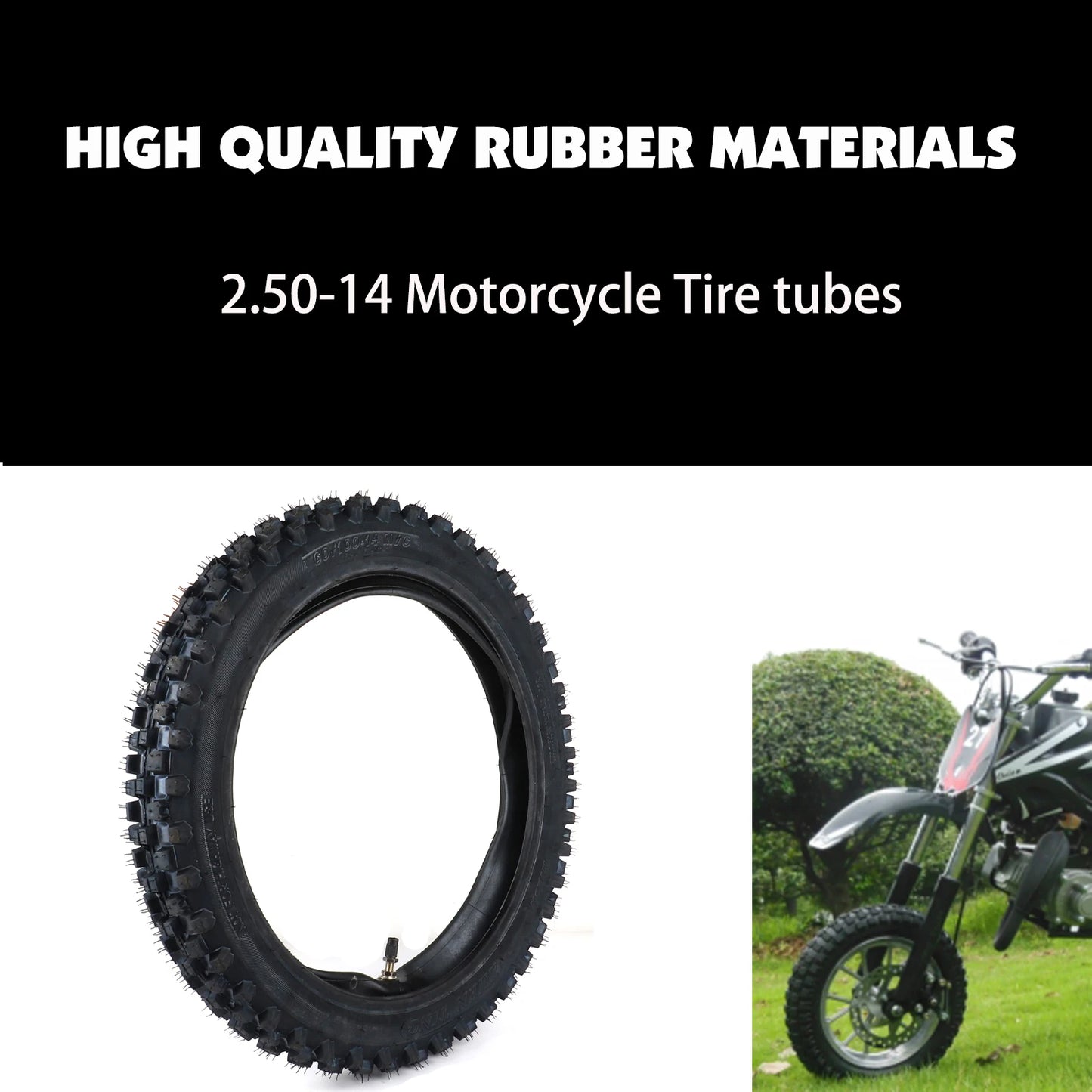 Off Road Tire 60/100-14 with Inner Tube 2.50-14 for Dirt Pit Bike Motocross Off Road Motorcycle 14 inch Front Wheel