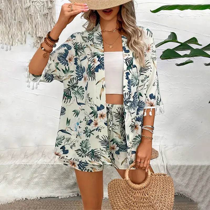 Flower Print Beach Shorts Set - P12 Hub Europe