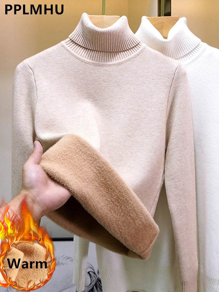 Elegant Velvet Lined Turtleneck Sweater - P12 Hub Europe