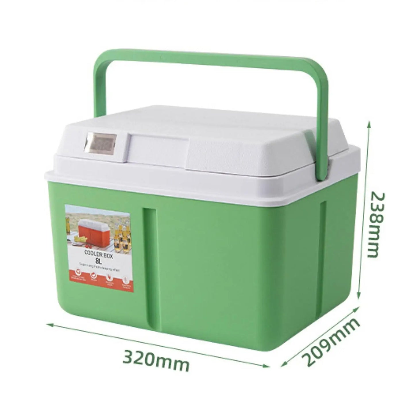 Camping Cooler Box Multifunctional for Beach, Sports with Lock Lid Lightweight Cold and Hot Insulated Case with Carry Handle