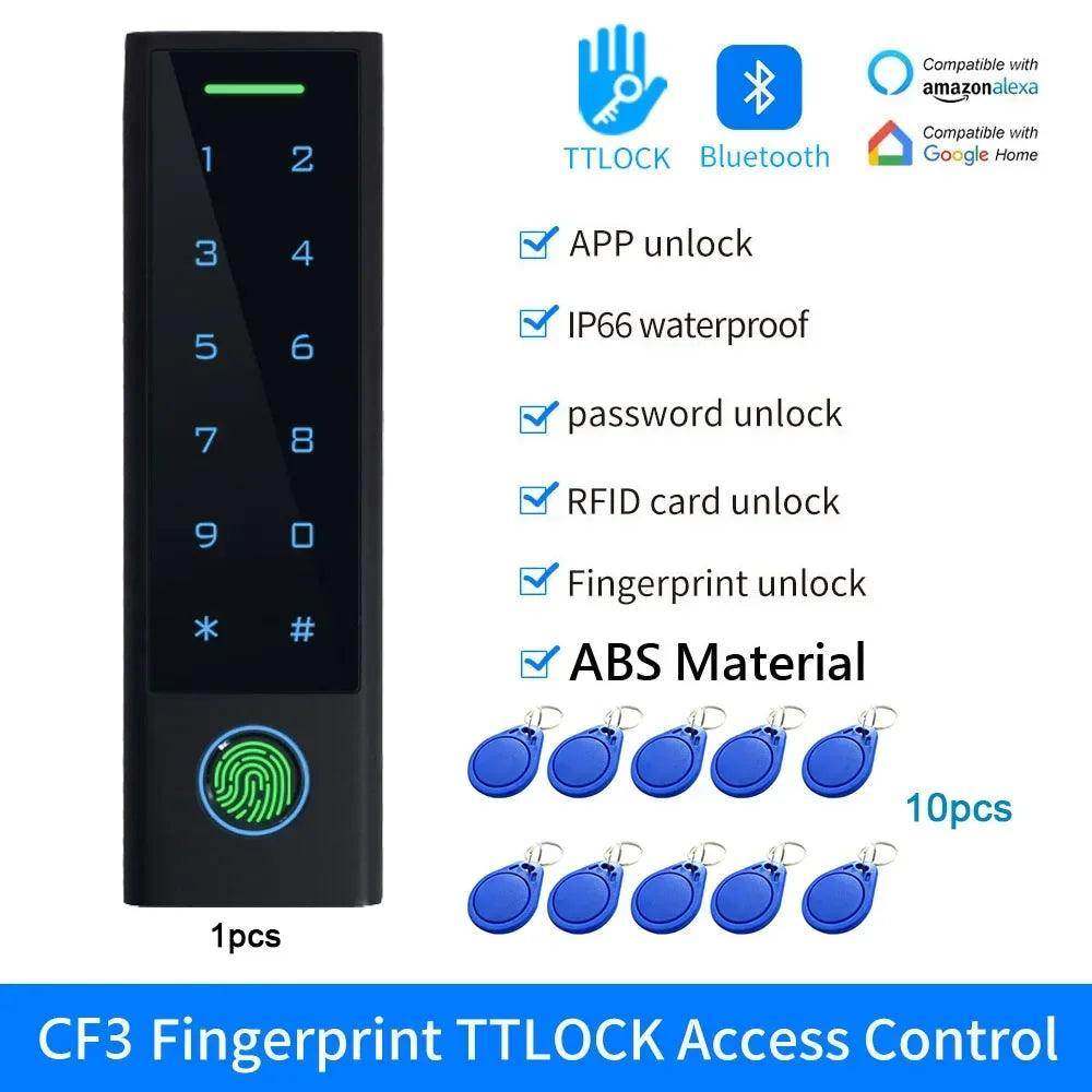 Lock App Access Control Keypad IP66, Fingerprint/Card/PIN, Bluetooth, Alexa/Google - P12 Hub Europe