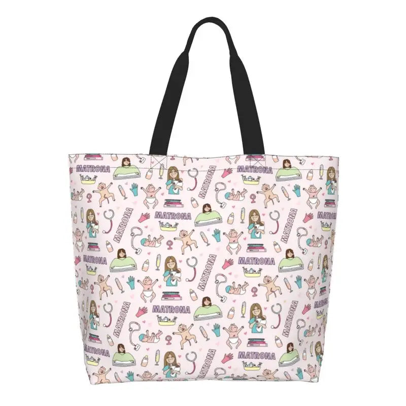 Cartoon Doctor Nurse Enfermera En Apuros Grocery Bags Large Capacity Aesthetic Merch For Woman Street Shoulder Bag