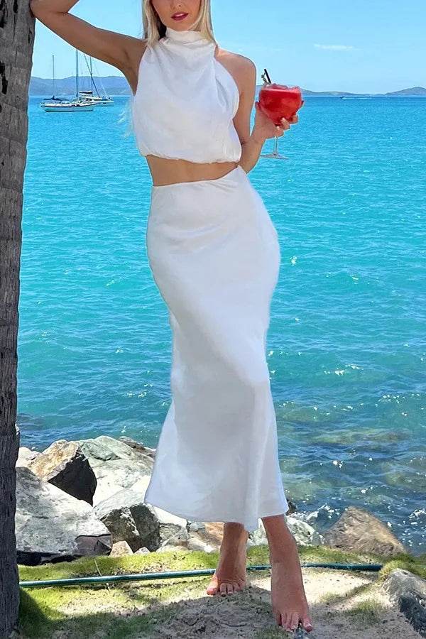 Women Satin Off-Shoulder Skirt Set - P12 Hub Europe