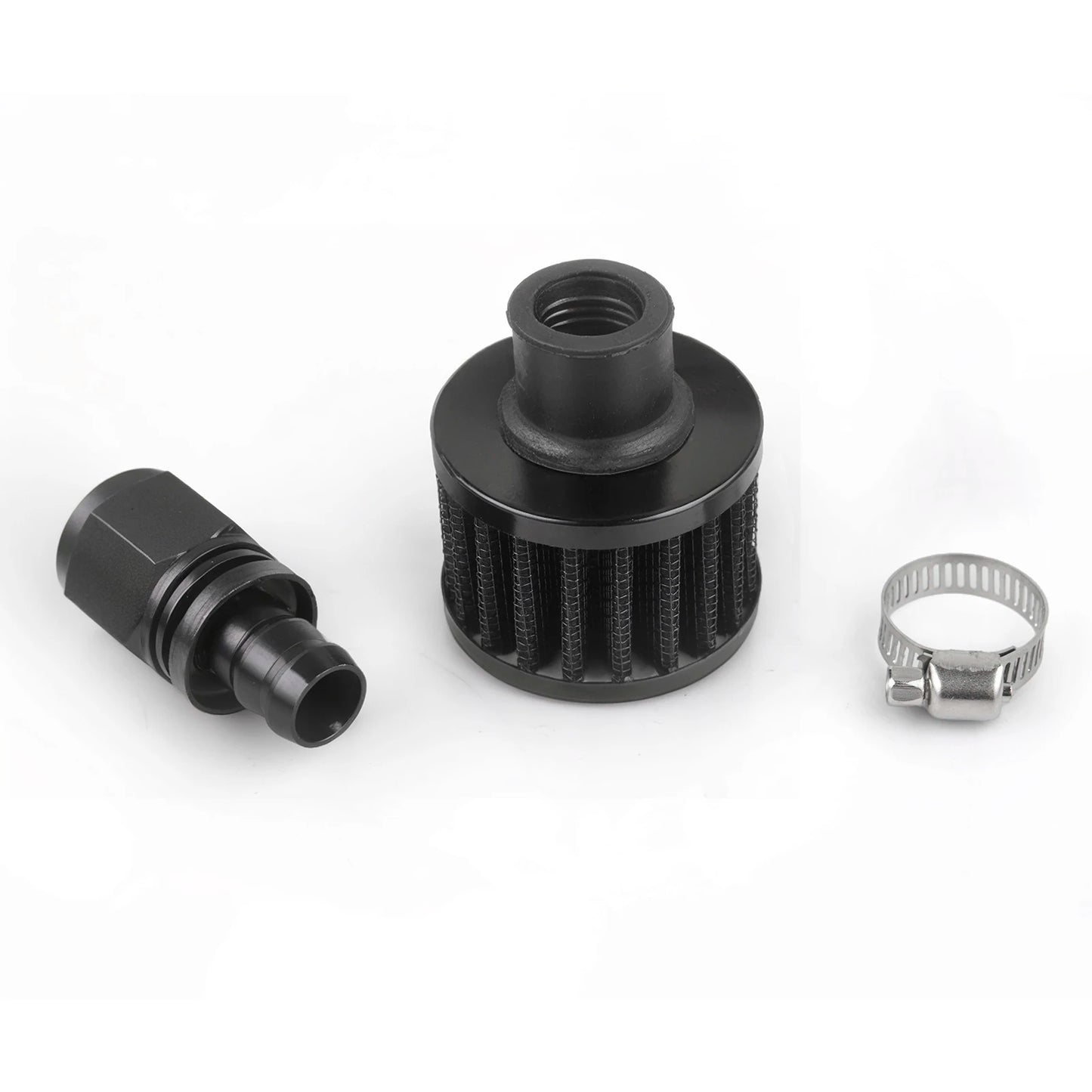 Universal 15mm Small Motorcycle Cold Air Intake Filter Kit Crank Case Vent Cover Breather with Push on Hose Ends  Straight AN10