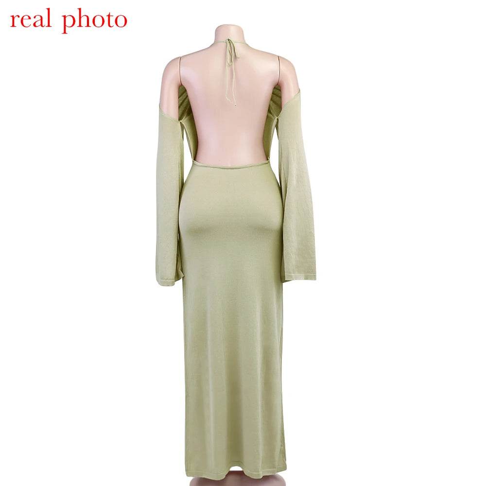 Knitted Backless Bandage Maxi Dress - Sexy Beachwear - P12 Hub Europe