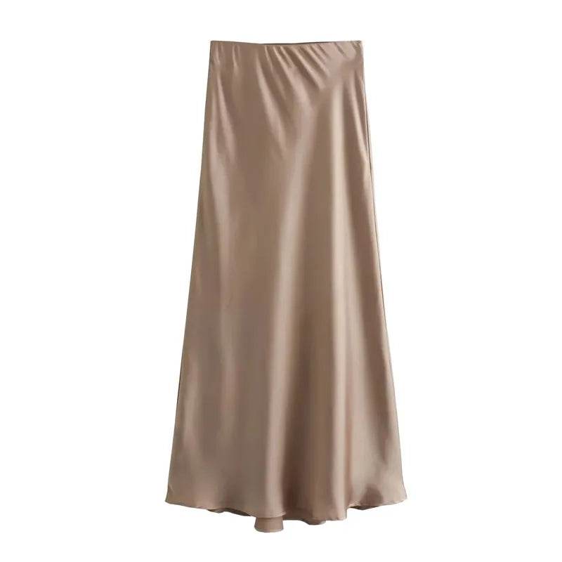 Black Satin Midi Skirt - P12 Hub Europe