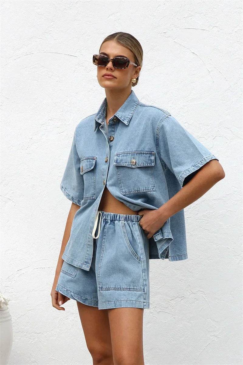 Vintage Denim Shorts Suit - P12 Hub Europe
