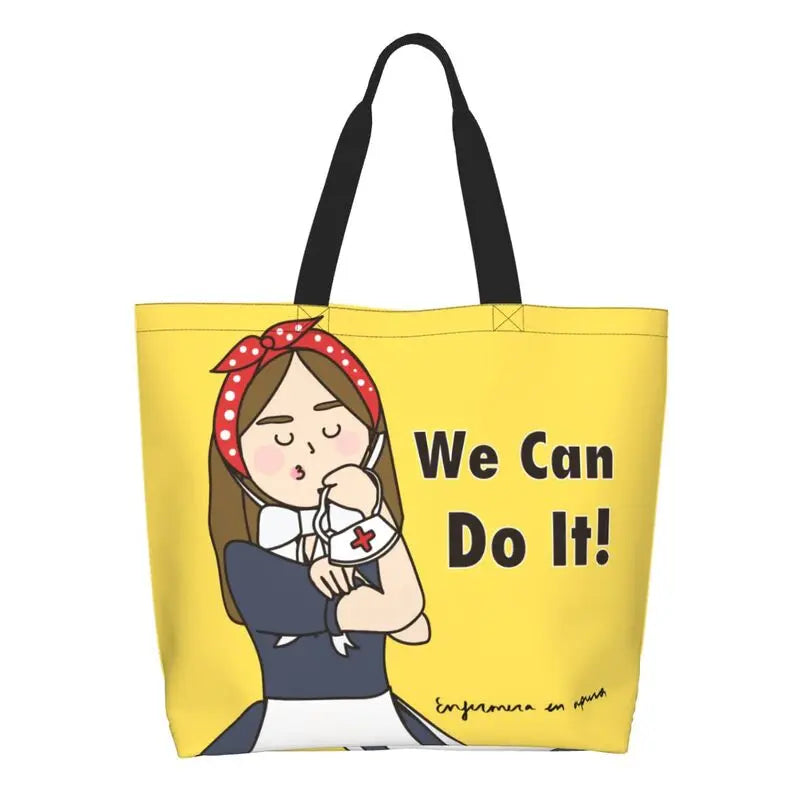 Cartoon Doctor Nurse Enfermera En Apuros Grocery Bags Large Capacity Aesthetic Merch For Woman Street Shoulder Bag