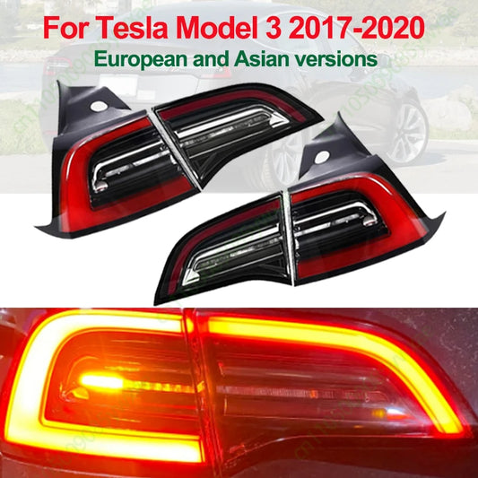 LED Bumper Tail Light Inside Outside For Tesla Model 3 1077402 1077398 2017-2020 Car Rear Tail Light Asian And European Version