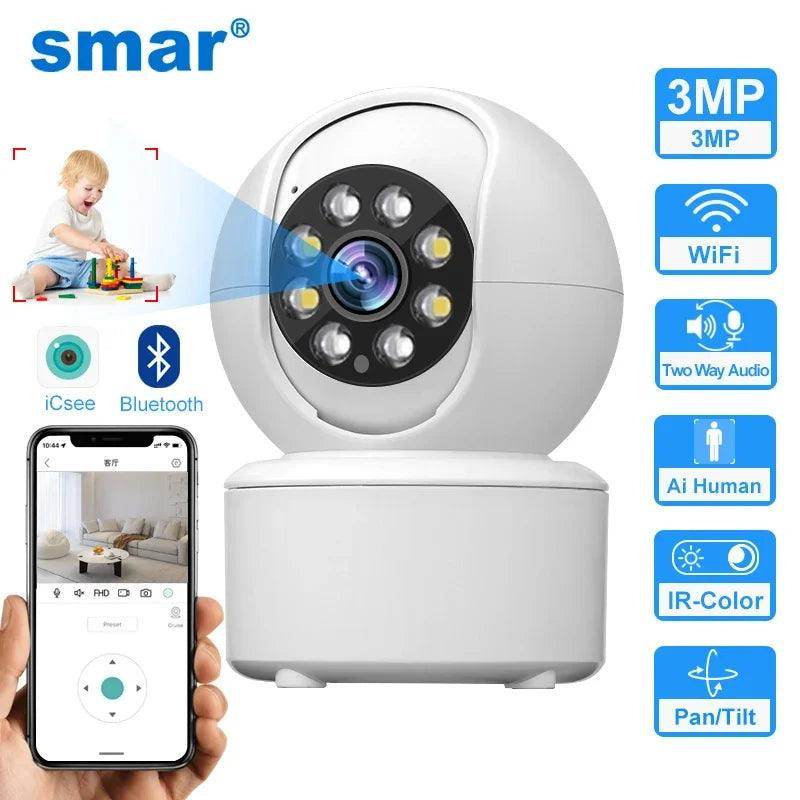 Baby Monitor 3MP WiFi Bluetooth , Auto Track, Color Night - P12 Hub Europe