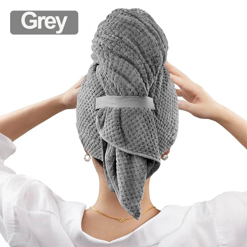 Microfiber Hair Towel Extra Large Wrap Quick Dry Hair Towel Wrap With Elastic Band , Ultra Absorbent Soft Hair Towel Wrap Turban - P12 Hub Europe