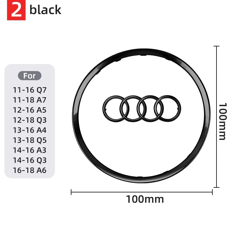 Car Steering Wheel Center Emblem Logo Sticker For AUDI Trim Frame Badge Decor Ring Cover Auto Accessories Q5 Q3 Q7 A3 A4 A6 S3
