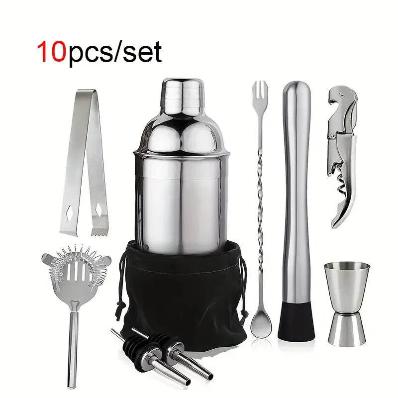 1/3/6/9/11pcs Cocktail Shaker Set Stainless Steel Bartender Kit Cocktail Mixer Wine Martini Boston Shaker Party Bar Tools - P12 Hub Europe