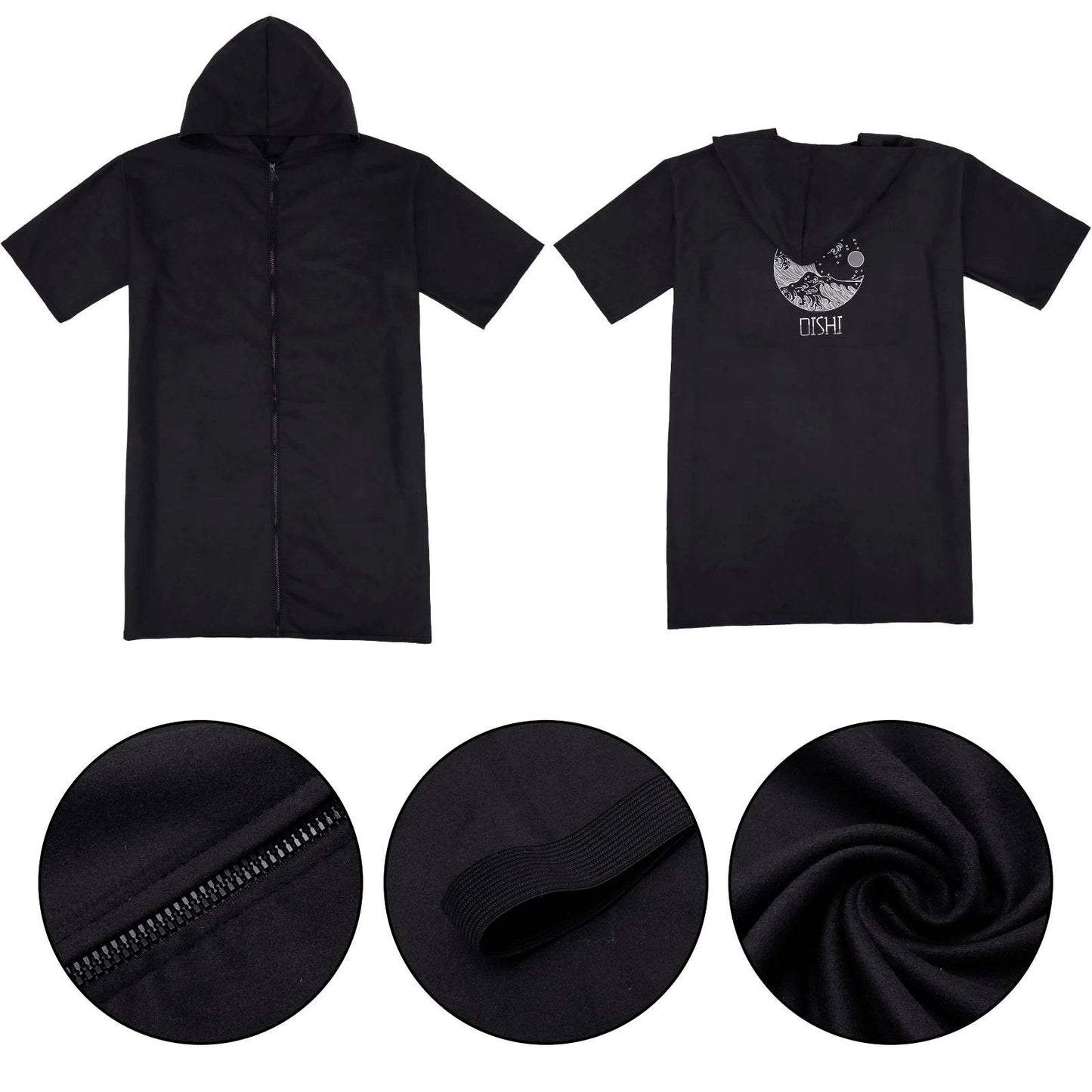 Changing Robe with Hood Microfiber Towel Poncho with Zipper Short Sleeve Surf Poncho Quick Dry Oversized Changing Towel Robe New - P12 Hub Europe