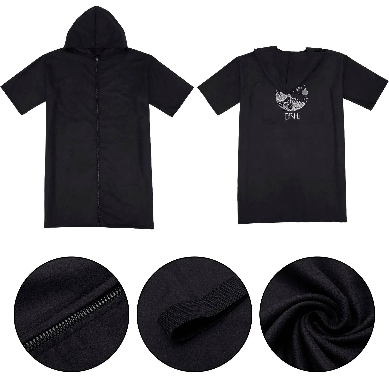 Changing Robe with Hood Microfiber Towel Poncho with Zipper Short Sleeve Surf Poncho Quick Dry Oversized Changing Towel Robe New - P12 Hub Europe