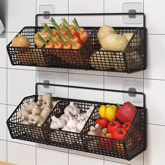 Wall-Mounted Metal Wire Kitchen Storage Basket - P12 Hub Europe