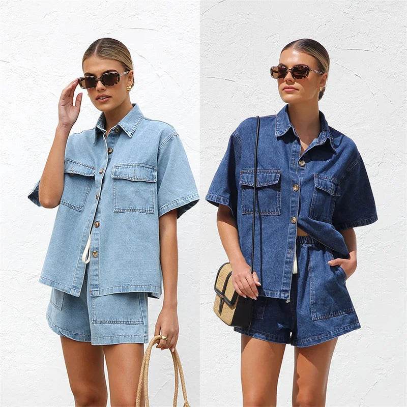 Vintage Denim Shorts Suit - P12 Hub Europe