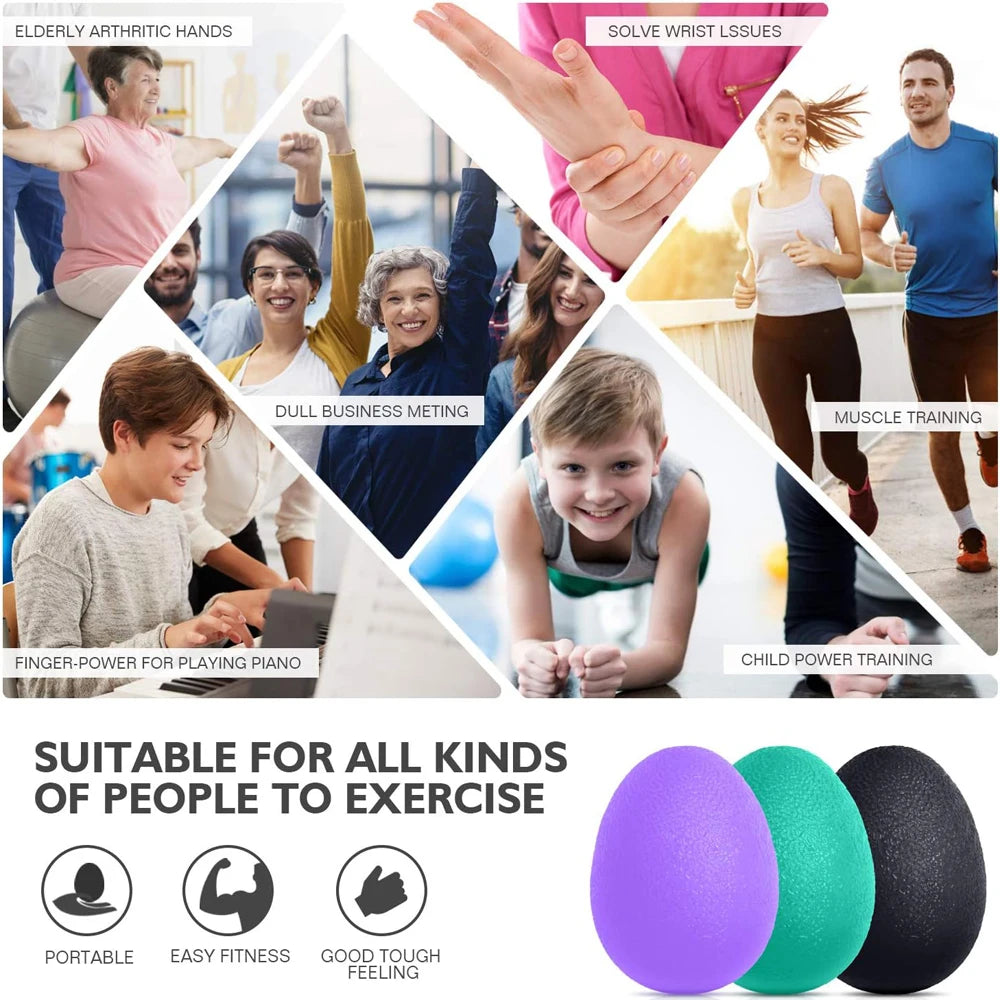 Silicone Hand Grip Ball Egg Gym Fitness Finger Heavy Exerciser Strength Muscle Recovery Gripper Trainer Stress Reliever Squeezer