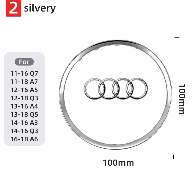 For Audi A3 A4 B8 8P B9 8V A5 A6 C7 A7 Q3 Q5 Q7 Automobile Steering Wheel Logo Bright Frame Strip Electroplated Car Logo Sticker
