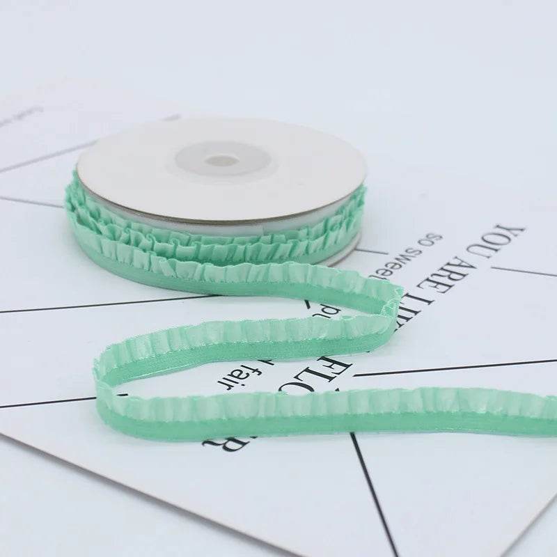 5yards 1cm Pleated Stretch Lace Trim Ribbon Ruffled Elastic Band Headdress Gift Box Bow Decorative DIY Craft Supplies - P12 Hub Europe