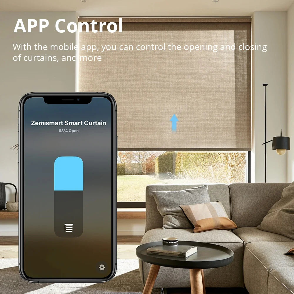 Zemismart Matter Over WiFi 2N Smart Curtain Motor for 37 38mm Tube Roller Shade Engine Google Home Alexa Homekit App Control
