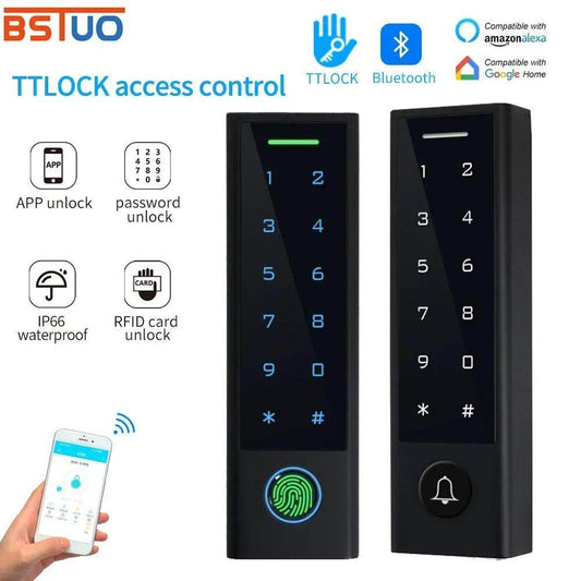 Lock App Access Control Keypad IP66, Fingerprint/Card/PIN, Bluetooth, Alexa/Google - P12 Hub Europe