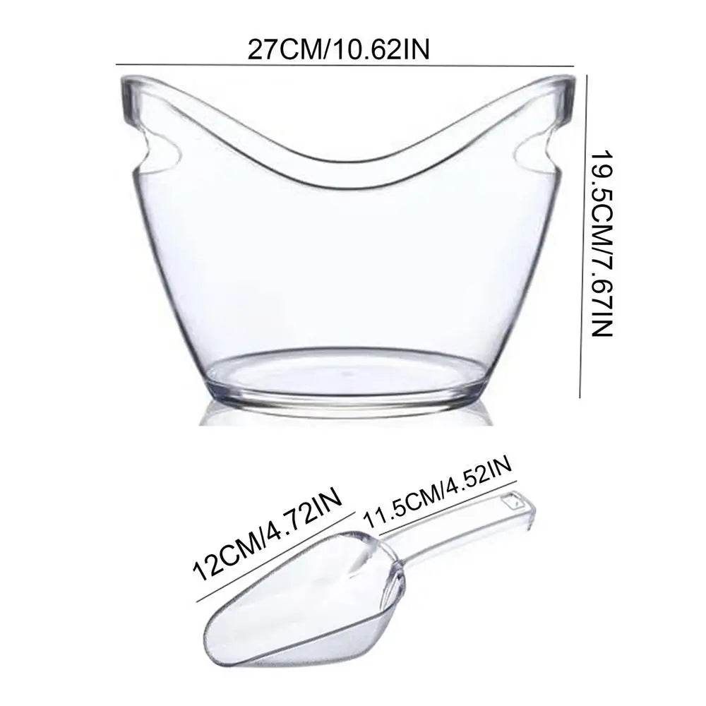 Clear Ice Bucket Beverage Tub with 2 Scoops Handle Cooling Large Ice Bucket for Wine Champagne Bar Supplies for Family reunion - P12 Hub Europe