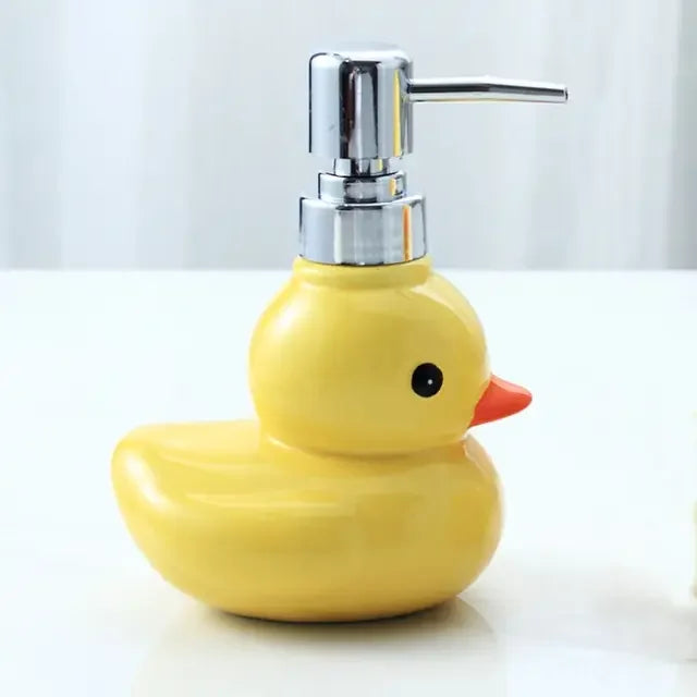Ceramic Yellow Duck Soap Dispenser Cartoon Hand Sanitizer Bottle Shower Gel Shampoo Soap Dispenser Bathroom Shampoo Dispenser