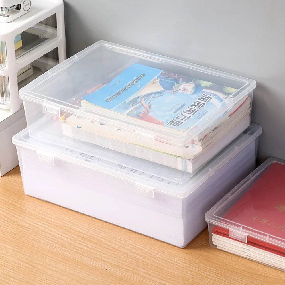 Plastic Document Organizer Organized Clear Square Shape Storage Box Organizing Box Transparent Desktop Document Storage Case - P12 Hub Europe