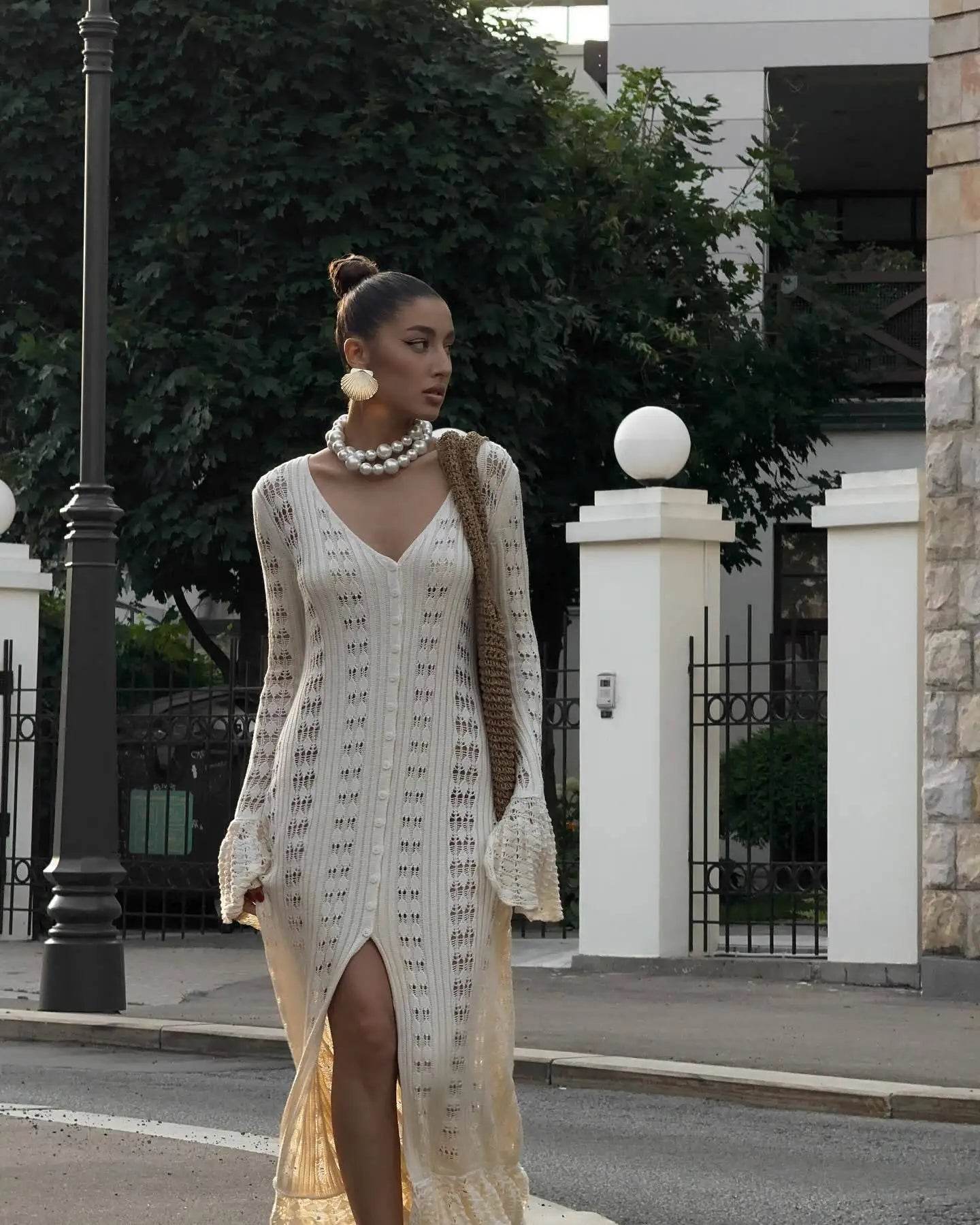 See-Through Knit Cardigan Dress - P12 Hub Europe
