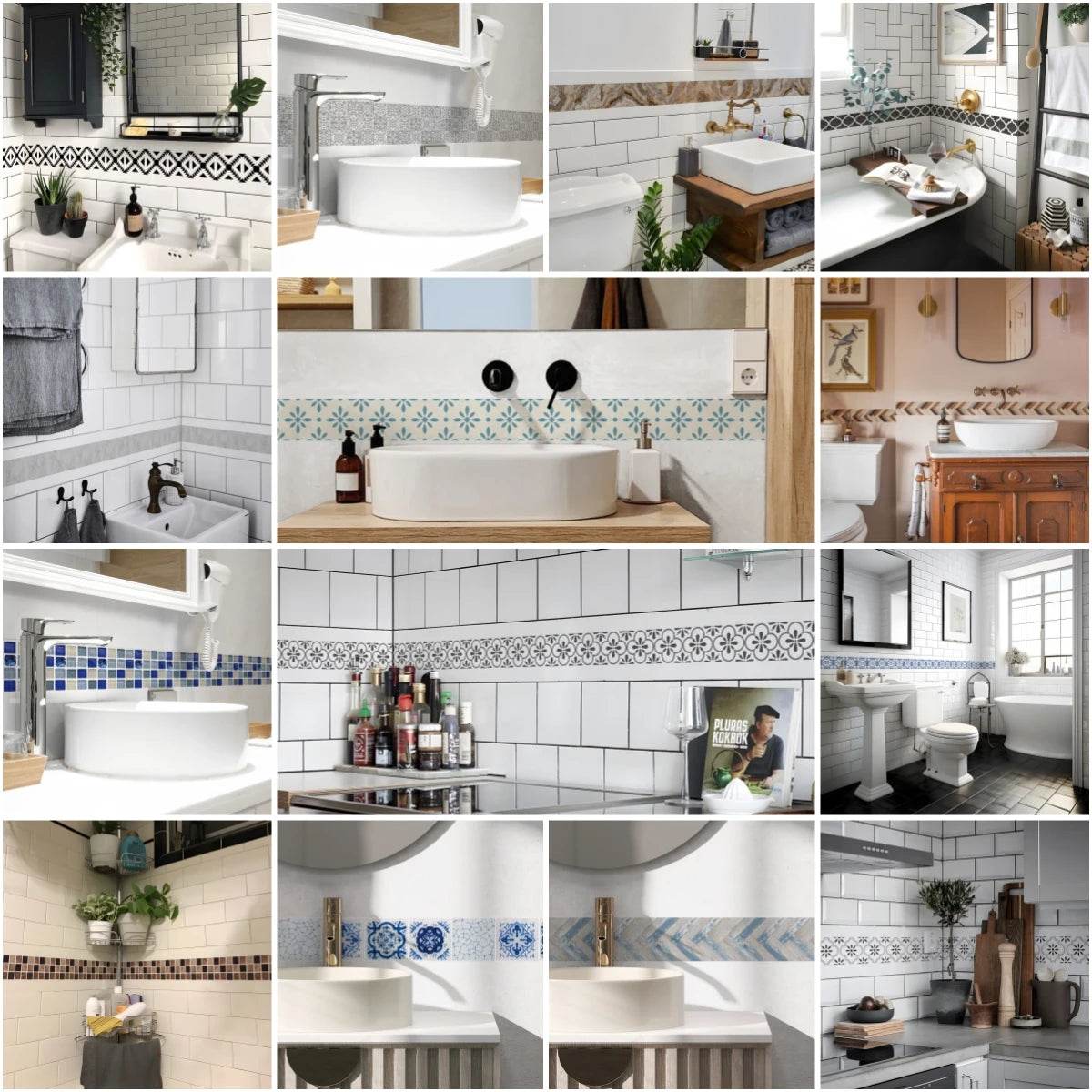 41 Styles Baseboard Stickers Waterproof Peel & Stick Waistline Wall Sticker Floor Border Sticker For Kitchen Bathroom 10x200cm - P12 Hub Europe