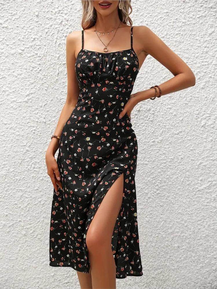 Polka Dot Spaghetti Strap Midi Dress Sexy Boho Beach - P12 Hub Europe