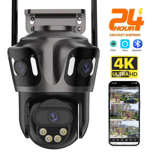 Outdoor Camera 4K 8MP 3-Lens Outdoor Cam | AI Track, PTZ, Color Night - P12 Hub Europe