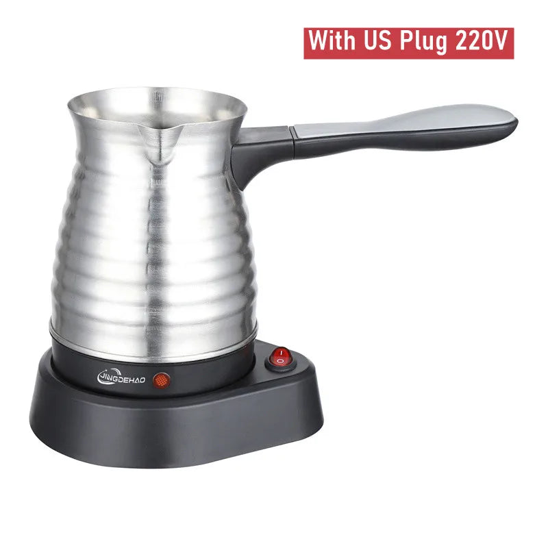 Mini Türkiye Coffee Pot Electric Coffee Kettle Turkish Pot 600W 0.5L 220V Stainless Steel Tea Kettle Hot Milk Italian Mocha Pots