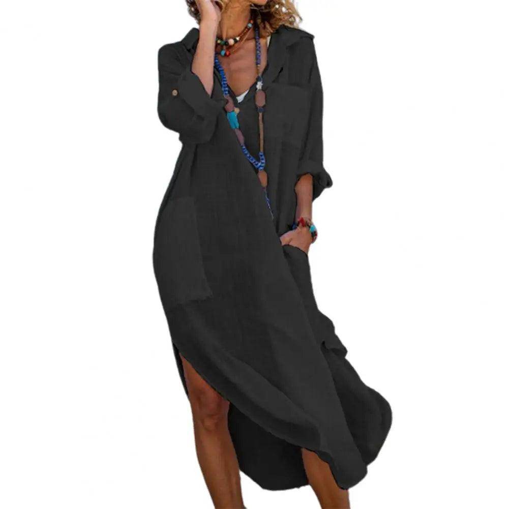 Linen Cotton Shirt Dress Vintage Oversized Casual - P12 Hub Europe