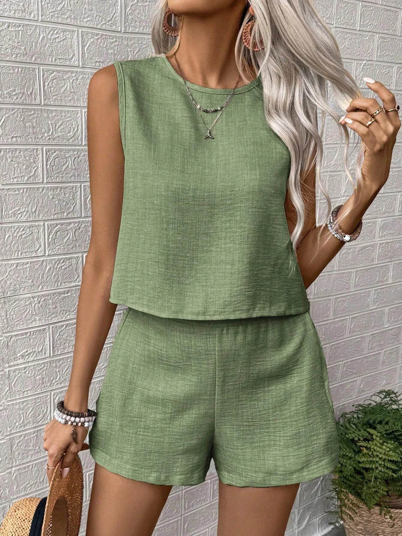 Ladies Solid Vacation Shorts Set - P12 Hub Europe