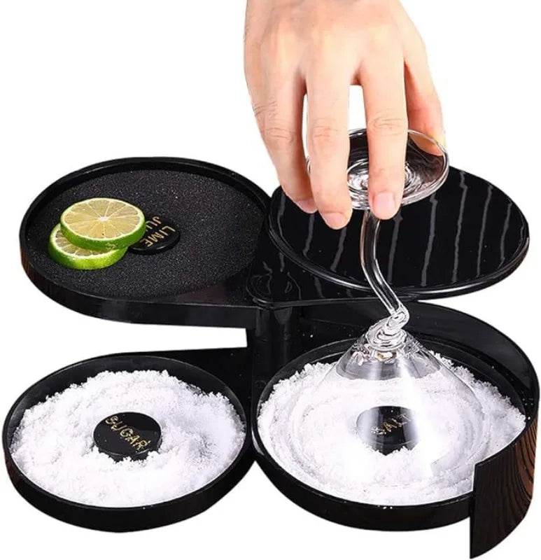 3 Tier Rotating Salt Rimmer Box Mixing Salt Sugar Rim Box Juice Wine Cocktail Seasoning Rimmers Bartender Bar Tools Barware - P12 Hub Europe