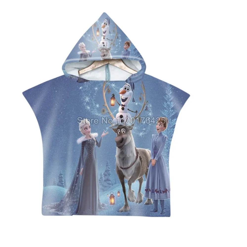 Cute Frozen Elsa Anna Baby Hooded Beach Bath Towel Princess Beach Pool Swimming Shower Absortbent Poncho Towel Bathrobe - P12 Hub Europe