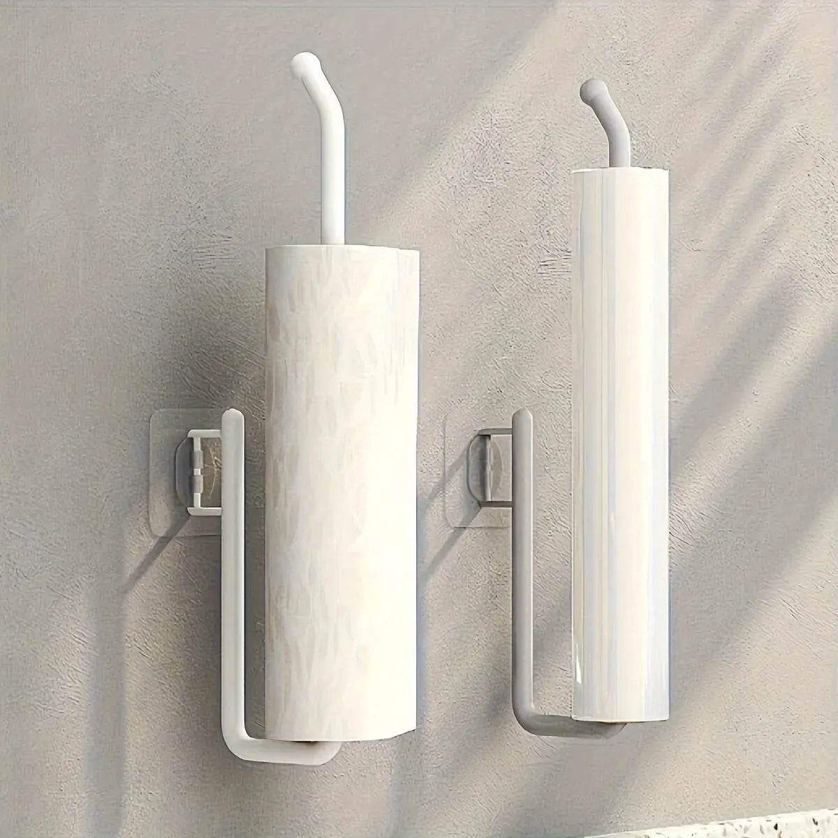 Punch-free Kitchen Paper Towel Rack Toilet Paper Roll Rack Hanger Wall-mounted Towel Bar Kitchen Bathroom Accessories - P12 Hub Europe