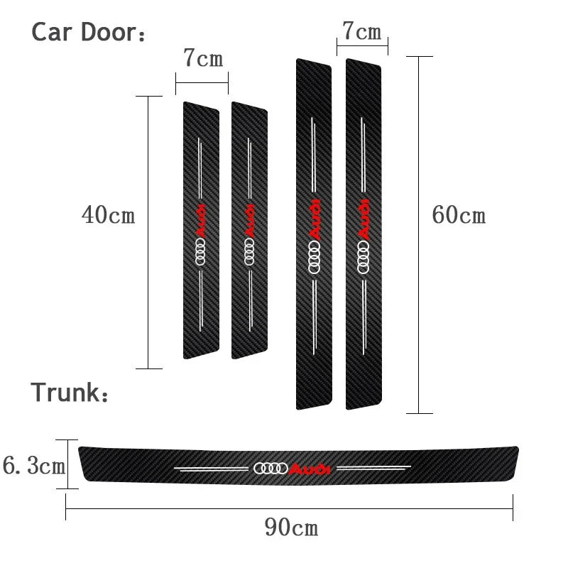 1/4/5Pcs Car Door Sill Scuff Plate Decor Carbon Fiber Stickers For Audi Sline A3 A1 A4 B8 B7 A6 C7 A5 A7 A8 B9 B6 C6 Q2 Q3 Q5 Q7
