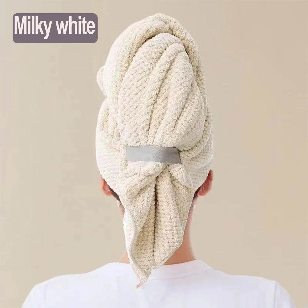 Microfiber Hair Towel Extra Large Wrap Quick Dry Hair Towel Wrap With Elastic Band , Ultra Absorbent Soft Hair Towel Wrap Turban - P12 Hub Europe