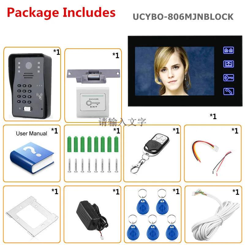 Video Intercom7" RFID, Password, Remote, Electric Lock - P12 Hub Europe