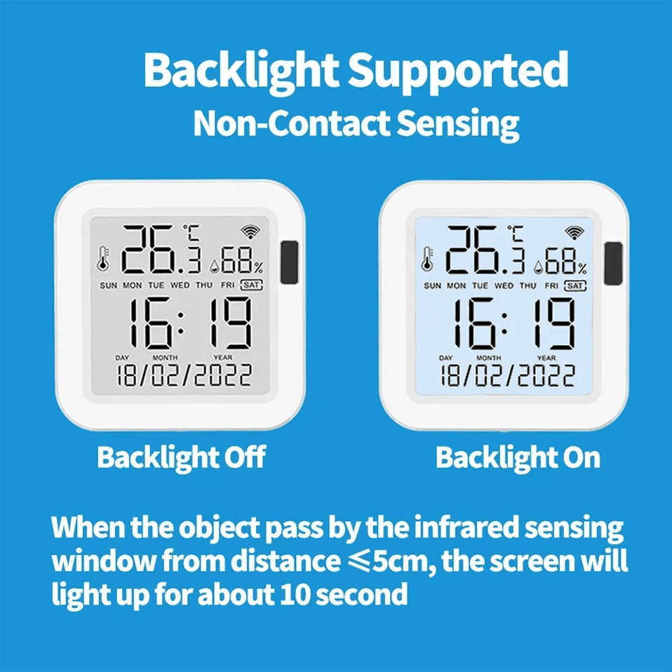 WiFi Temp Humidity Sensor | LCD, Backlight, Smart Life - P12 Hub Europe