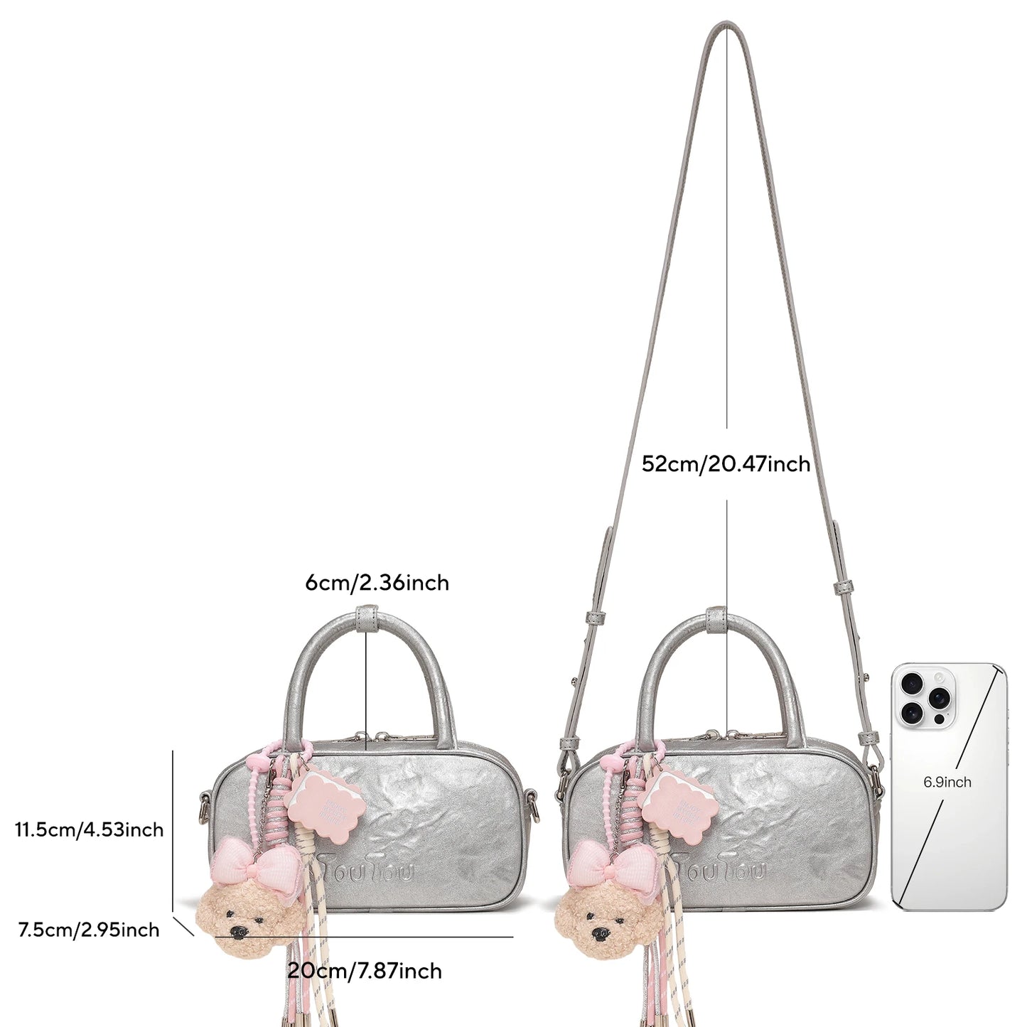 TOUTOU Boston Bowling Bag Imitation Plant Tanning Autumn Single Shoulder Handheld Crossbody Mini Purse for Women Christmas Gift