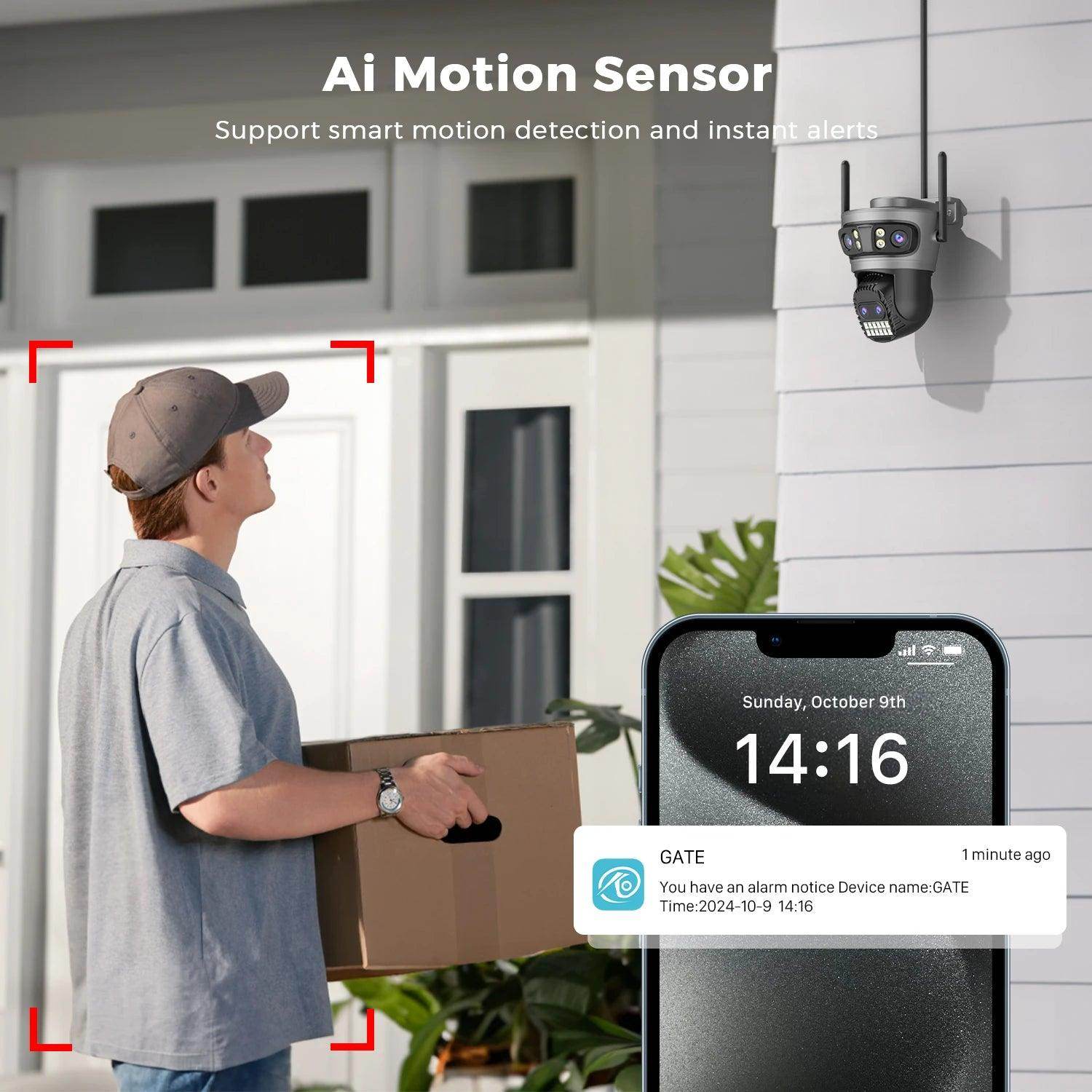 Outdoor Camera 20MP/15MP 4-Lens 10X Zoom, AI Track, Color Night - P12 Hub Europe