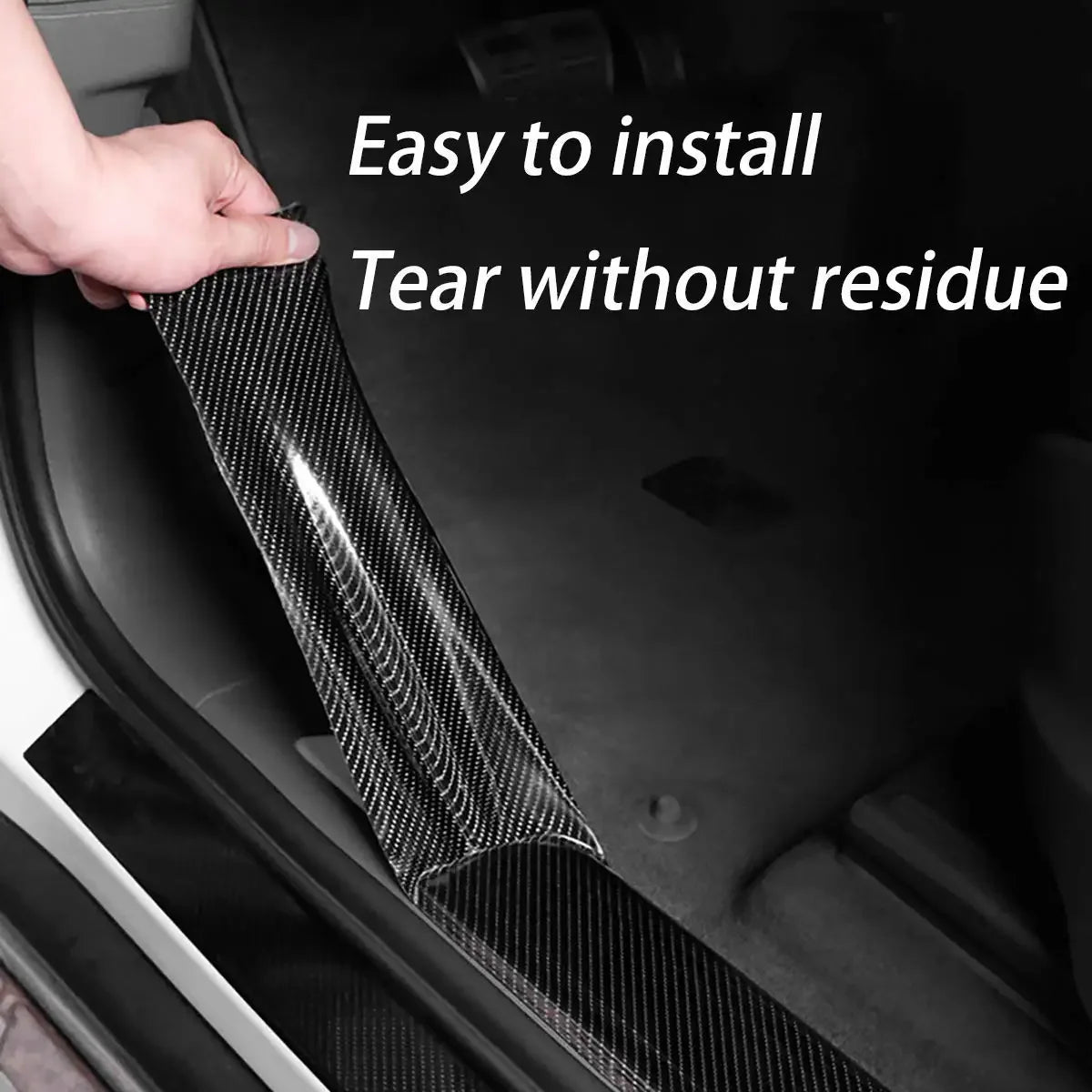 Carbon Fiber Car Stickers Self-adhesive Automotive Wrap Tape Matte Black Protective Car Film 3D Vinyl Door Strip Accessories