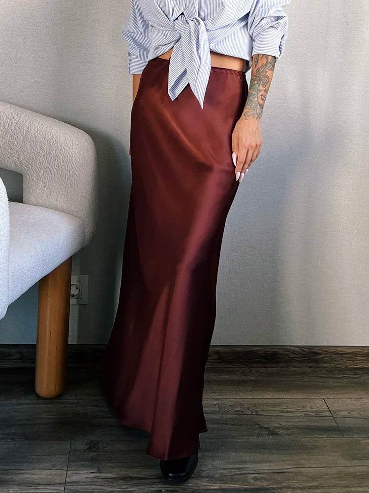 Women's Satin Maxi Skirt - P12 Hub Europe