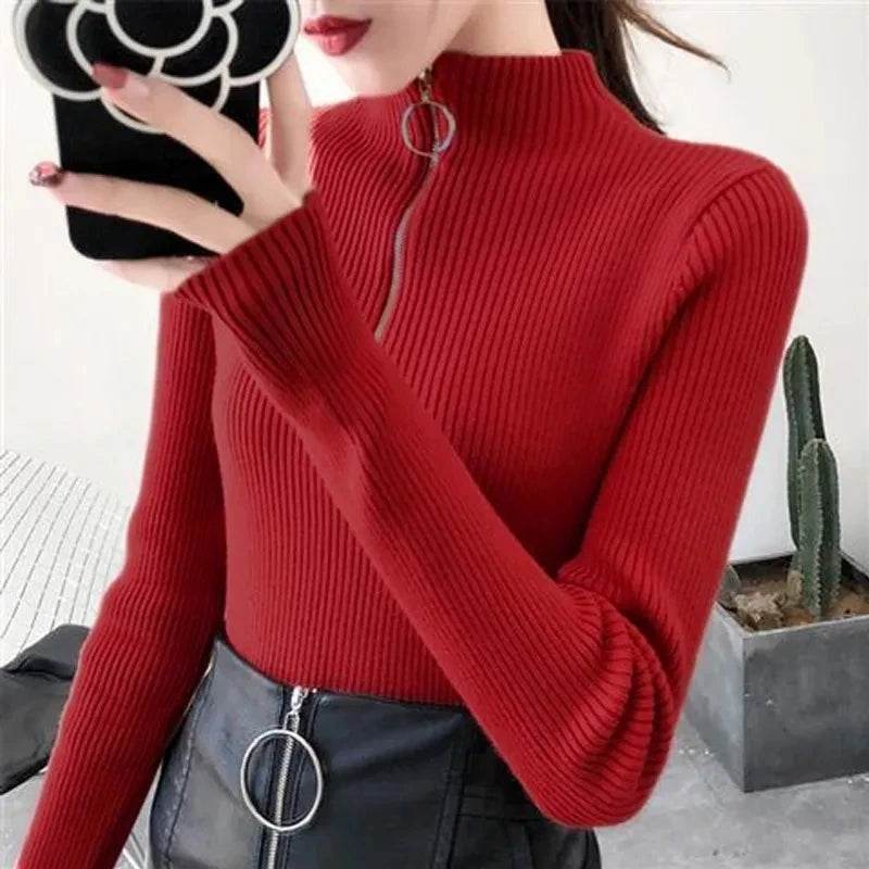 Women's Zipper Half-Neck Sweater - P12 Hub Europe